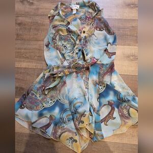 Joseph Ribkoff Paisley Print Dress Size 10 Flowy Button Front Made in Canada